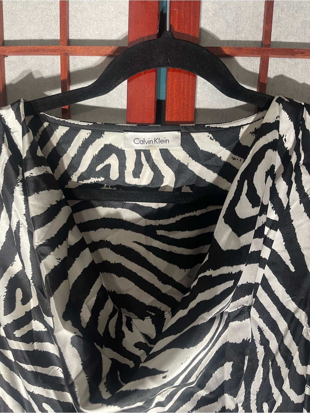 Calvin Klein Black and White Zebra-Print Sleeveless Mini Dress - Picture 3 of 3
